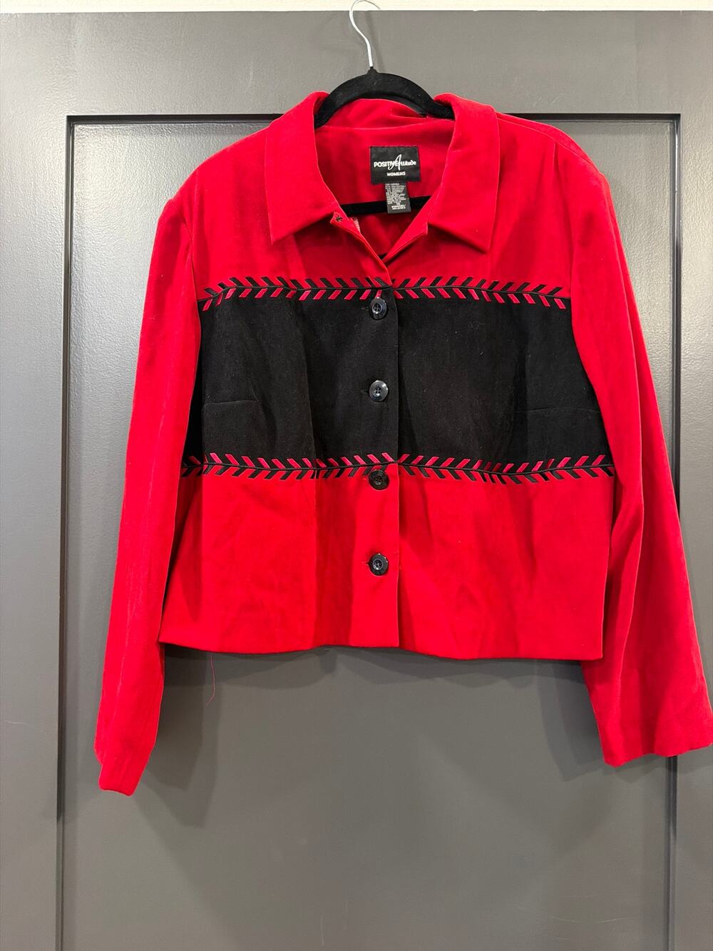 Vintage Western Sueded Cropped Collared Button Up Jacket